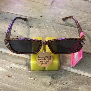 Betsey Johnson Animal Print Sunglasses with Pink Highlights